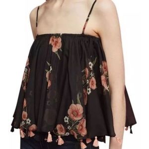 Anthropologie Carolina K floral tassel tank